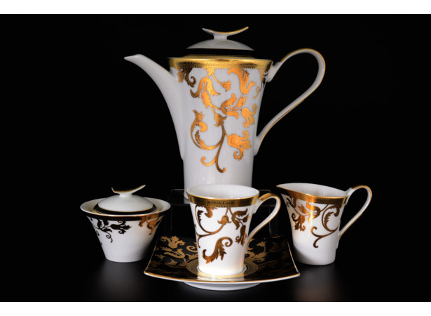 Чайный сервиз Tosca Black Gold на 6 персон 15 предметов