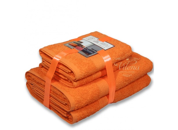 Комплект полотенец Bayramaly Волна 50х90 см 70х140 см 4 шт (оранжевый)