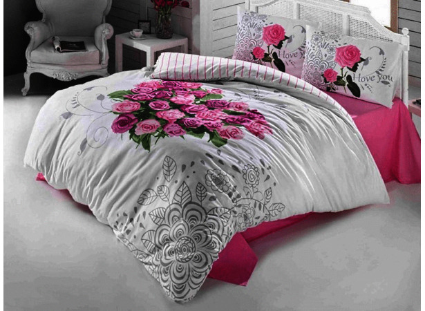 Комплект постельного белья Irina Home Love rose ранфорс двуспальный евро