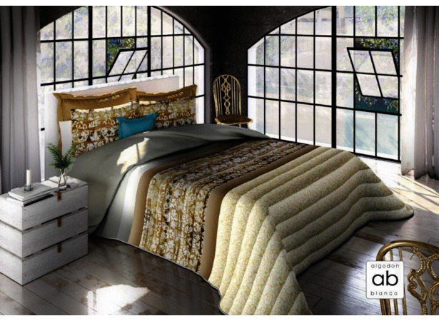 Покрывало стеганое Algodon Blanco Adamo beige 250х270 см + 2 наволочки 40х60 см
