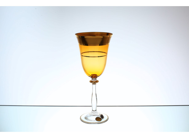 Набор бокалов для вина Анжела Золотая полоса Медовый фон 250 мл