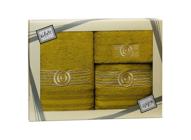 Комплект полотенец Valentini Sea 1 (зеленый) 30х50 см 50х100 см 70х140 см 3 шт