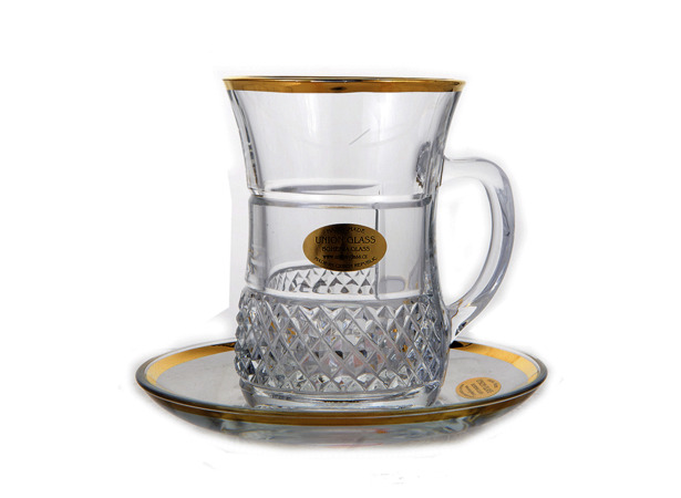 Набор для чая Богемия Золотой ободок (армуда 220 мл + блюдце) на 6 персон