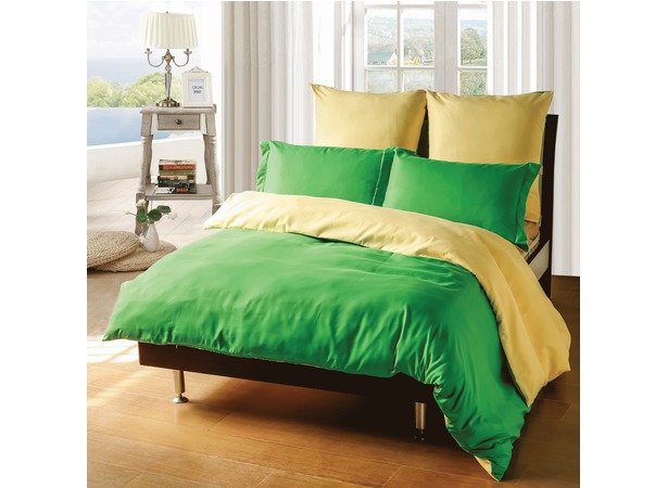 Комплект постельного белья SRosete Однотонный (зеленый) сатин сем