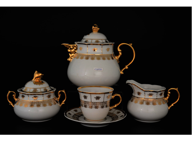 Чайный сервиз Менуэт Золотой орнамент на 6 персон 15 предметов