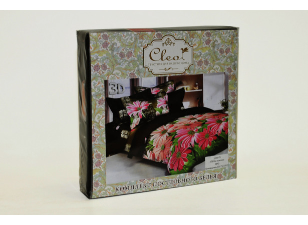 Комплект постельного белья Cleo Белые и сиреневые цветы полисатин сем