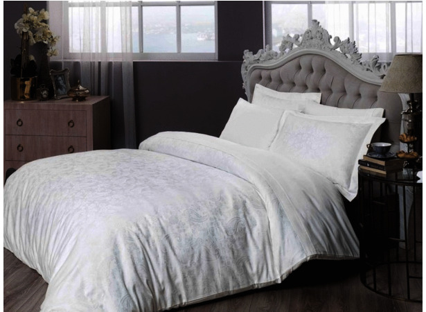 Комплект постельного белья Tac Brinley (белый) жаккард-люкс двуспальный евро