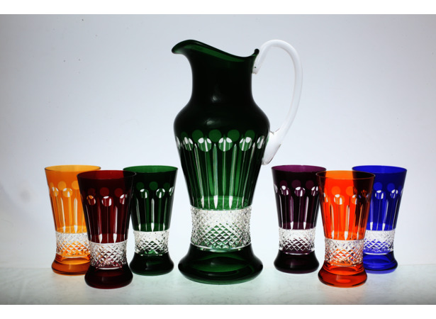 Набор для виски Цветной хрусталь (графин + 6 стаканов) 7 предметов