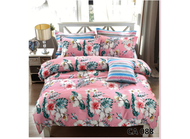 Комплект постельного белья Альвитек Цветы на розовом фоне сатин двуспальный