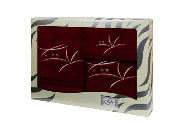 Комплект полотенец Valentini Fancy (бордовый) 30х50 см 50х100 см 100х150 см 3 шт