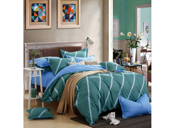 Комплект постельного белья Liliya Диагональная полоска (голубой) микрофибра двуспальный