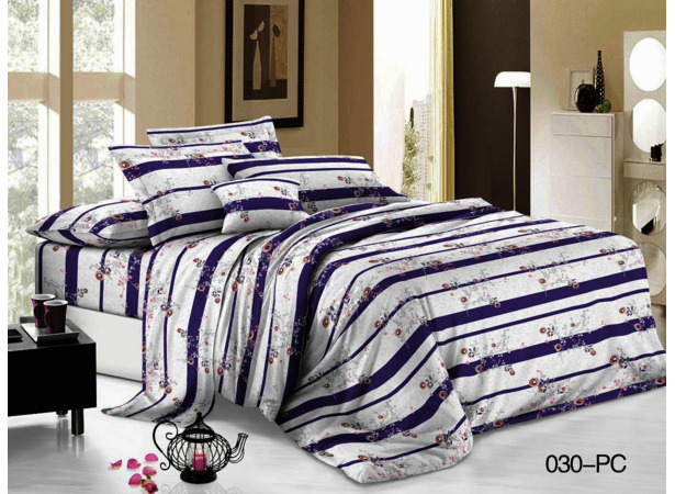 Комплект постельного белья Cleo Фиолетовые полоски поплин двуспальный