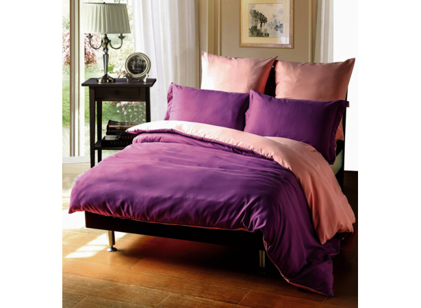 Комплект постельного белья SRosete Однотонный (фиолетовый) сатин двуспальный