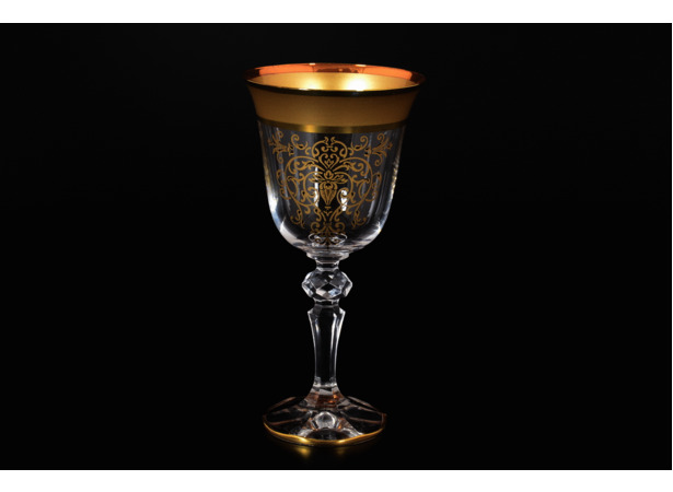 Набор бокалов для вина Кристина Матовая полоса золотая роспись 6 шт