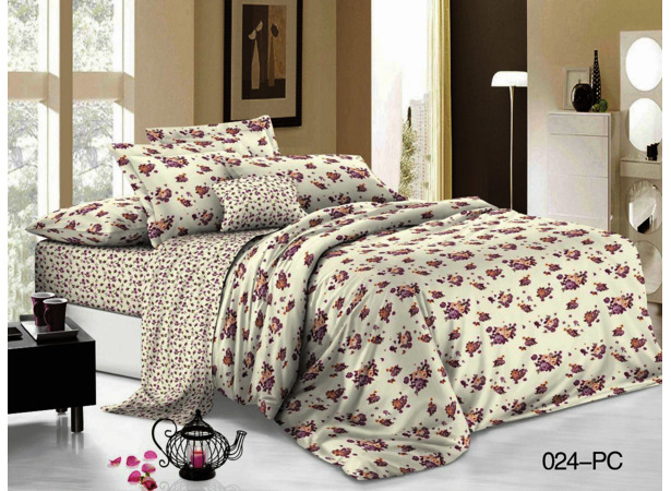 Комплект постельного белья Cleo Цветочный орнамент на белом фоне поплин 15 сп