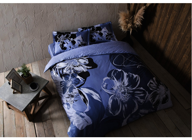 Комплект постельного белья Tac Serah (синий) сатин двуспальный евро