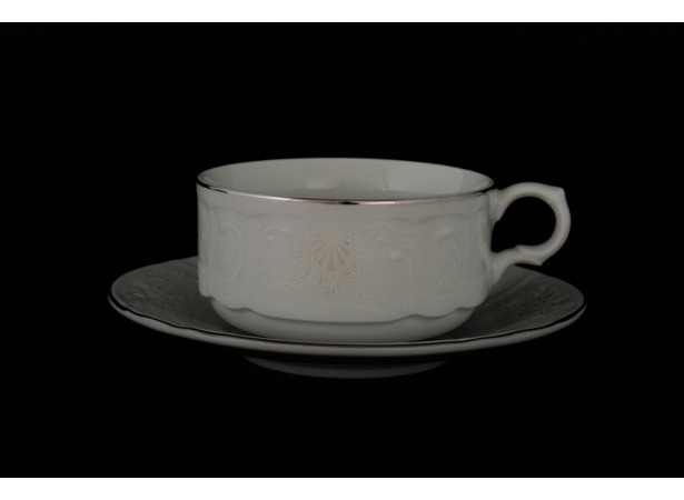 Набор чайных пар Бернадотт платина 2021 (чашка 300 мл + блюдце) на 6 персон 12 предметов