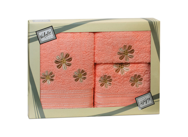 Комплект полотенец Valentini Camomile (розовый) 30х50 см 50х100 см 70х140 см 3 шт