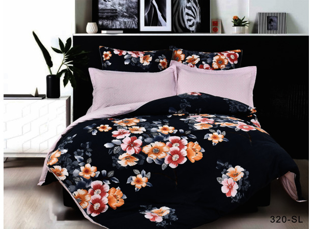 Комплект постельного белья Cleo Ночной цветок сатин-делюкс 15 сп