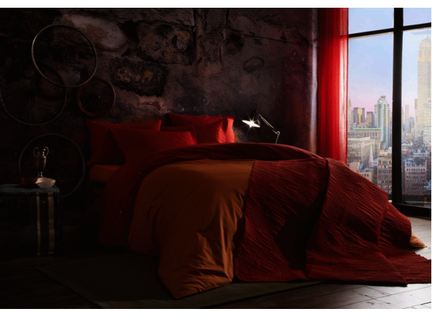 Комплект постельного белья Tac Colorful V2 (оранжевый/красный) ранфорс двуспальный евро