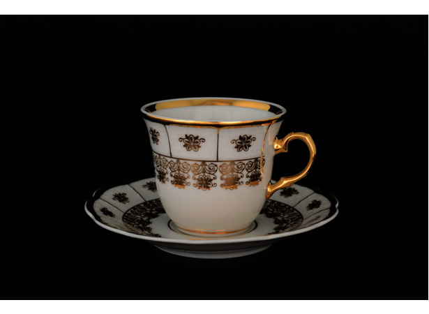 Набор кофейных пар Менуэт Золотой орнамент (чашка 135 мл + блюдце) на 6 персон
