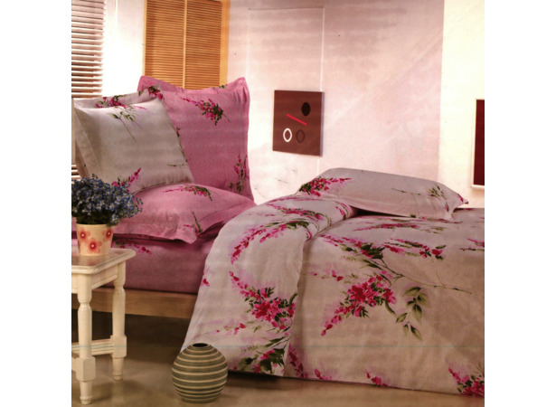 Комплект постельного белья Сайлид B-59 (розовые цветы) сатин евро макси