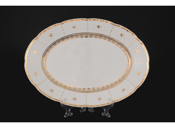 Блюдо Менуэт Золотой орнамент 36 см овальное