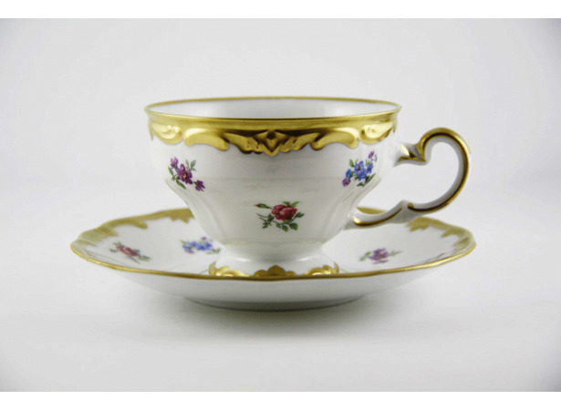 Набор для чая Мейсенский цветок 1016 (чашка 210 мл + блюдце) на 6 персон 12 предметов