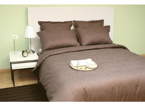 Комплект постельного белья Marize Кофейный с огурцами жаккард двуспальный (нав 50х70 см)