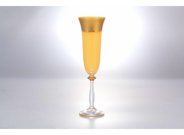 Набор фужеров для шампанского Анжела Матовая полоса 190 мл 6 шт (желтый)
