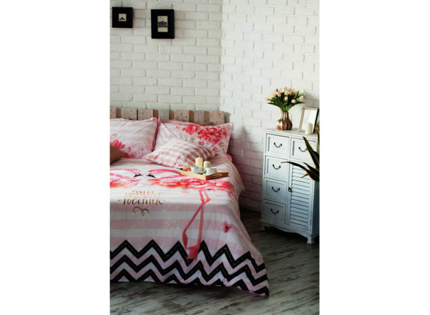 Комплект постельного белья Этель Розовый Фламинго поплин двуспальный евро