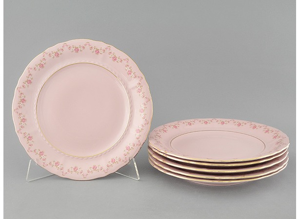 Набор тарелок Соната Розовый фарфор 0158 25 см 6 шт