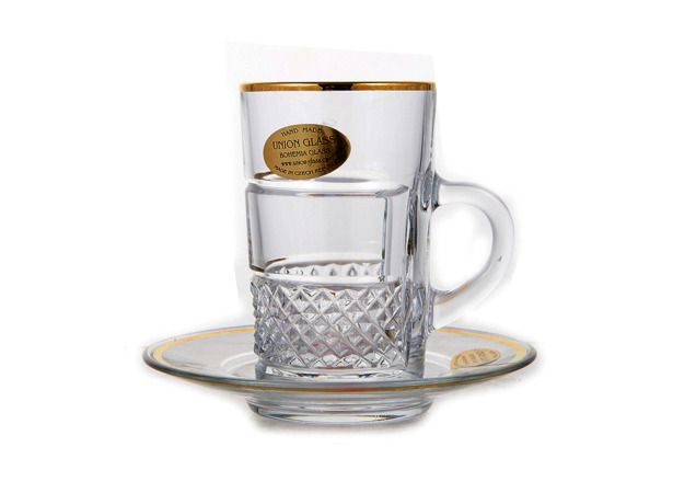 Набор для чая Богемия Золотой ободок (кружка 90 мл + блюдце) на 6 персон