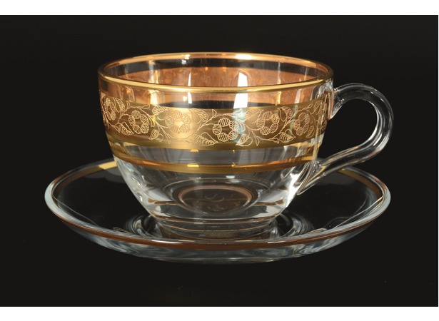 Набор чайных пар Клаудия Золото (чашка 220 мл + блюдце) на 6 персон