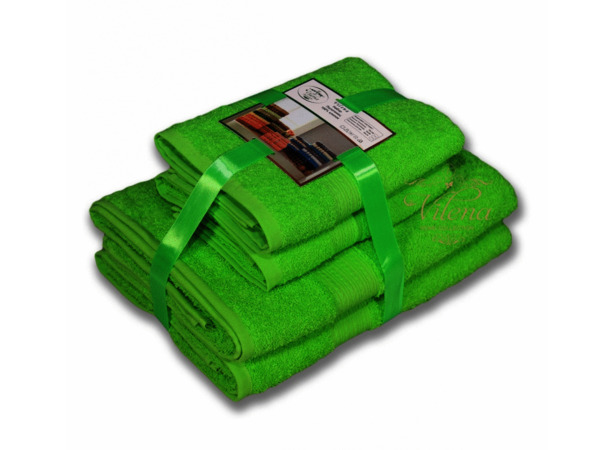 Комплект полотенец Bayramaly Волна 50х90 см 70х140 см 4 шт (ярко-зеленый)