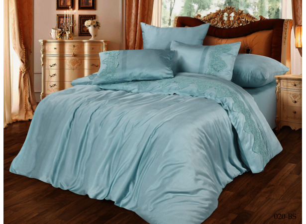 Комплект постельного белья Cleo Bamboo Satin (голубой) евро макси