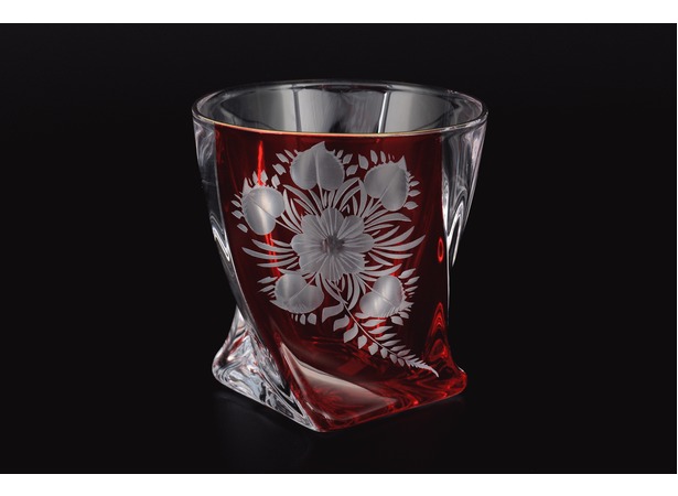 Набор стаканов для виски Квадро Цветок (красный) 320 мл 6 шт