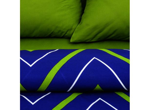 Комплект постельного белья Этель Зелено-синие зигзаги поплин сем
