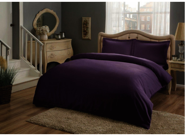Комплект постельного белья Tac Basic (фиолетовый) сатин двуспальный евро