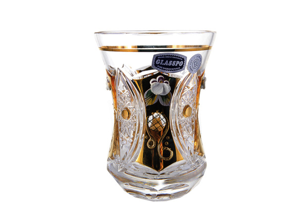 Набор для чая Хрусталь с Золотом - Армуда (чашка 170 мл + блюдце) на 6 персон