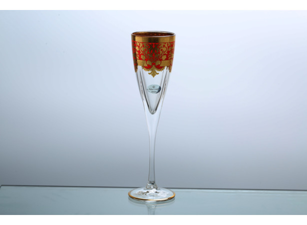 Набор фужеров для шампанского Natalia Golden Red Decor 170 мл 6 шт