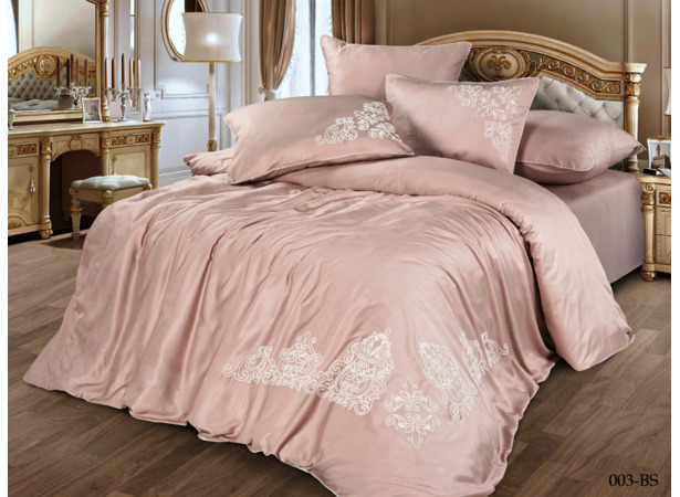 Комплект постельного белья Cleo Bamboo Satin с вышивкой (розовый) сем