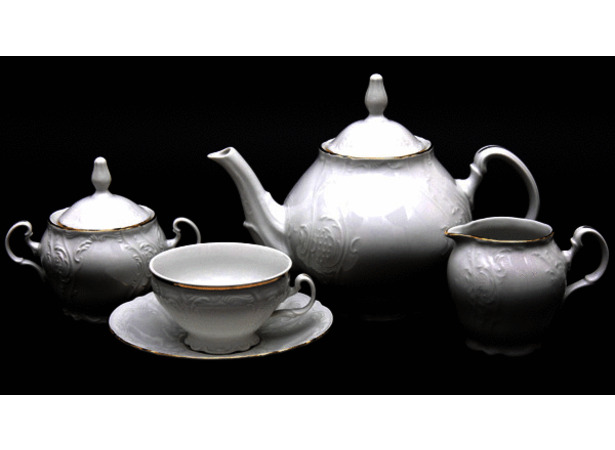 Сервиз чайный Бернадот Белый узор на 6 персон 15 предметов