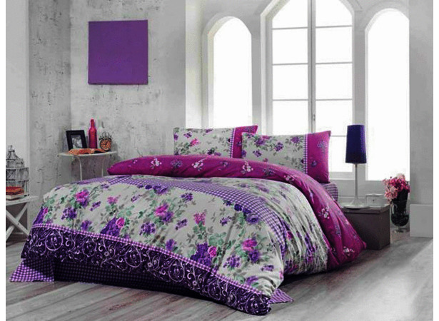 Комплект постельного белья Irina Home Ariette lila ранфорс двуспальный евро