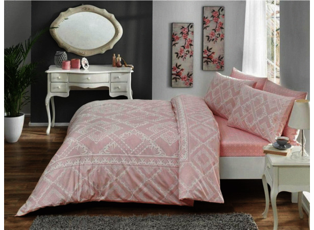 Комплект постельного белья Tac Celia (розовый) ранфорс двуспальный