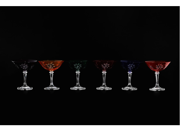 Набор бокалов для мартини Цветной хрусталь 200 мл 6 шт