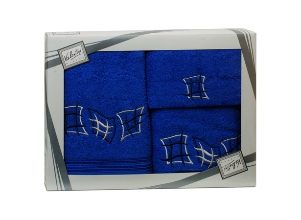 Комплект полотенец Valentini Cells (голубой) 30х50 см 50х100 см 70х140 см 3 шт