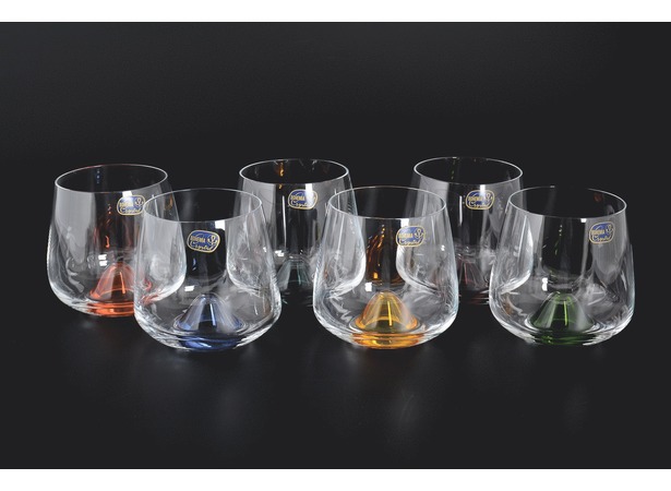Набор стаканов для воды Кристалекс Цветное дно 6 шт