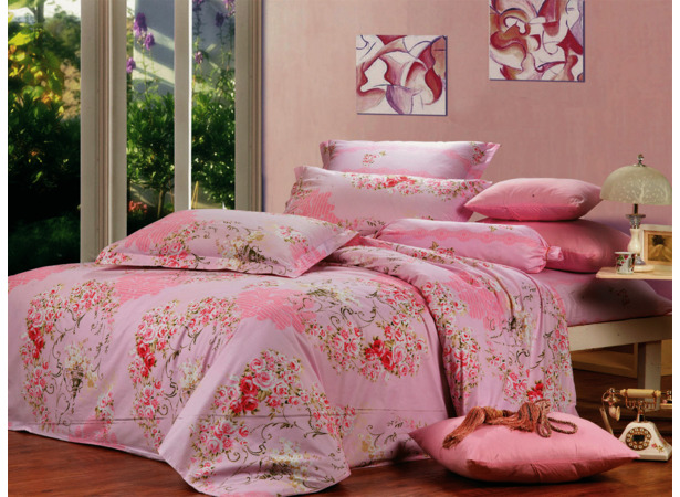 Комплект постельного белья Сайлид B-94 (розовый) сатин евро макси