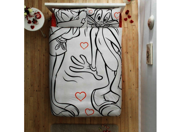 Комплект детского постельного белья Tac Bugs Bunny&Lola amour ранфорс двуспальный евро